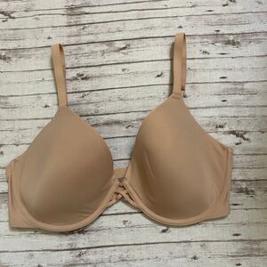 Soma Womens Lightly Lined Plunge Bra Underwire Size 36DD Beige Back Closure